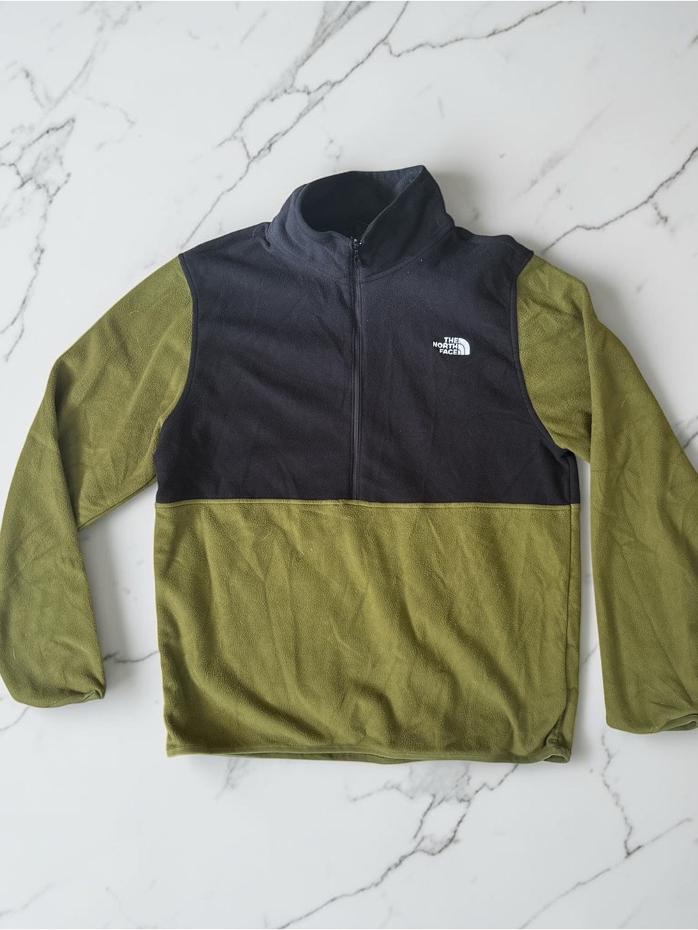 The North Face Olive Green and Black Half-Zip Fleece